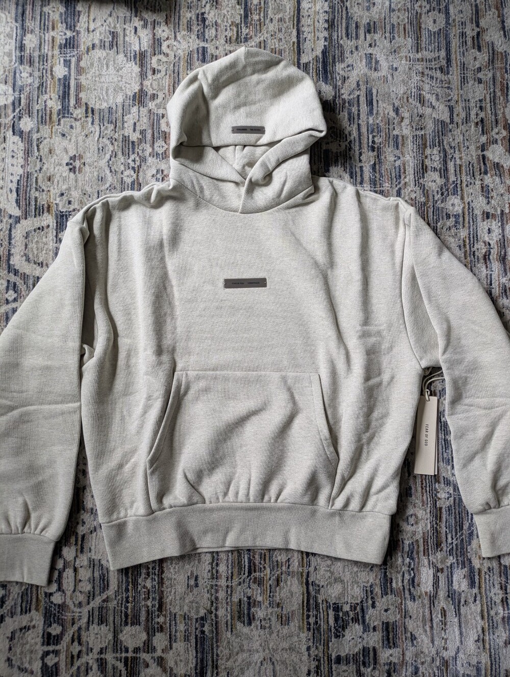 Fear of God Essentials Classic Fit Fleece Hoodie Heather Stone Size Small NWT